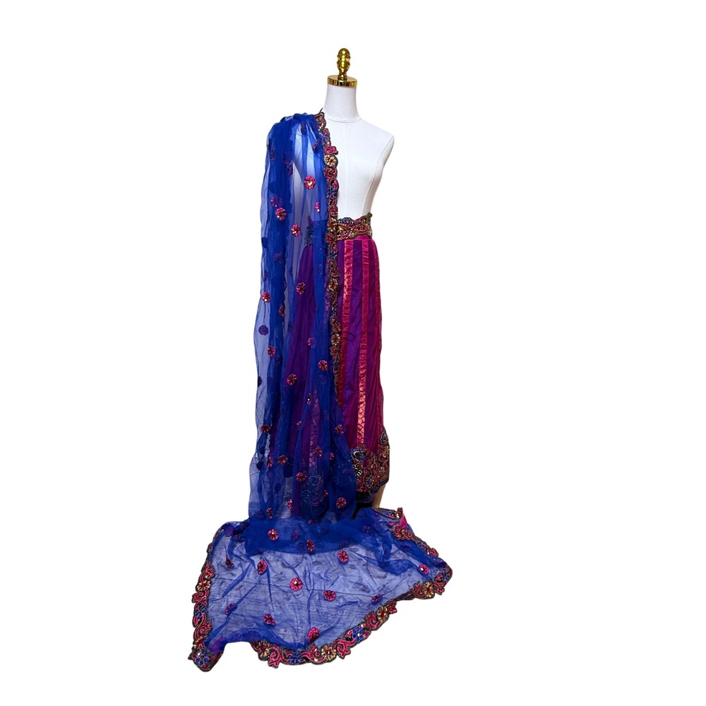 Mahotsav Group Pink Gold Lehenga Royal Blue Embroidered Dupatta saree Wear